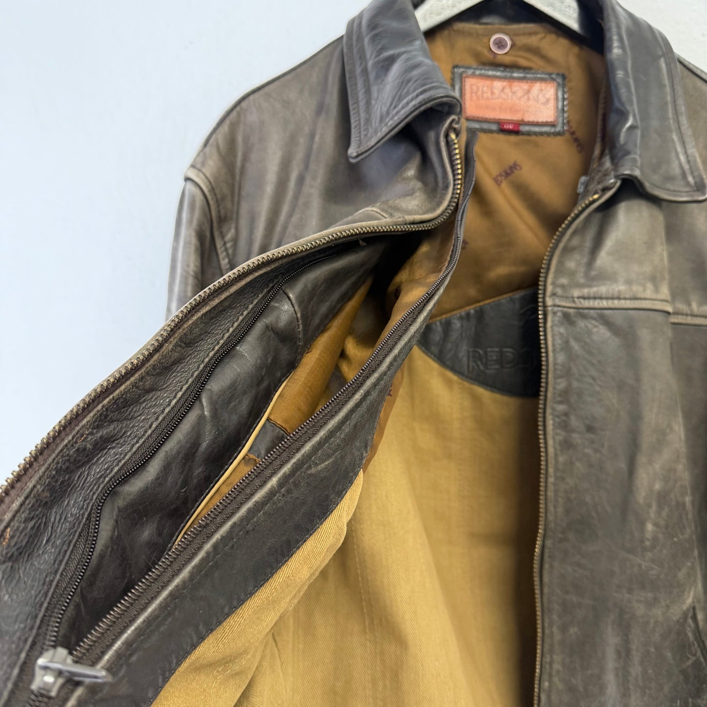 REDSKINS Removable Liner Faded Leather Jacket