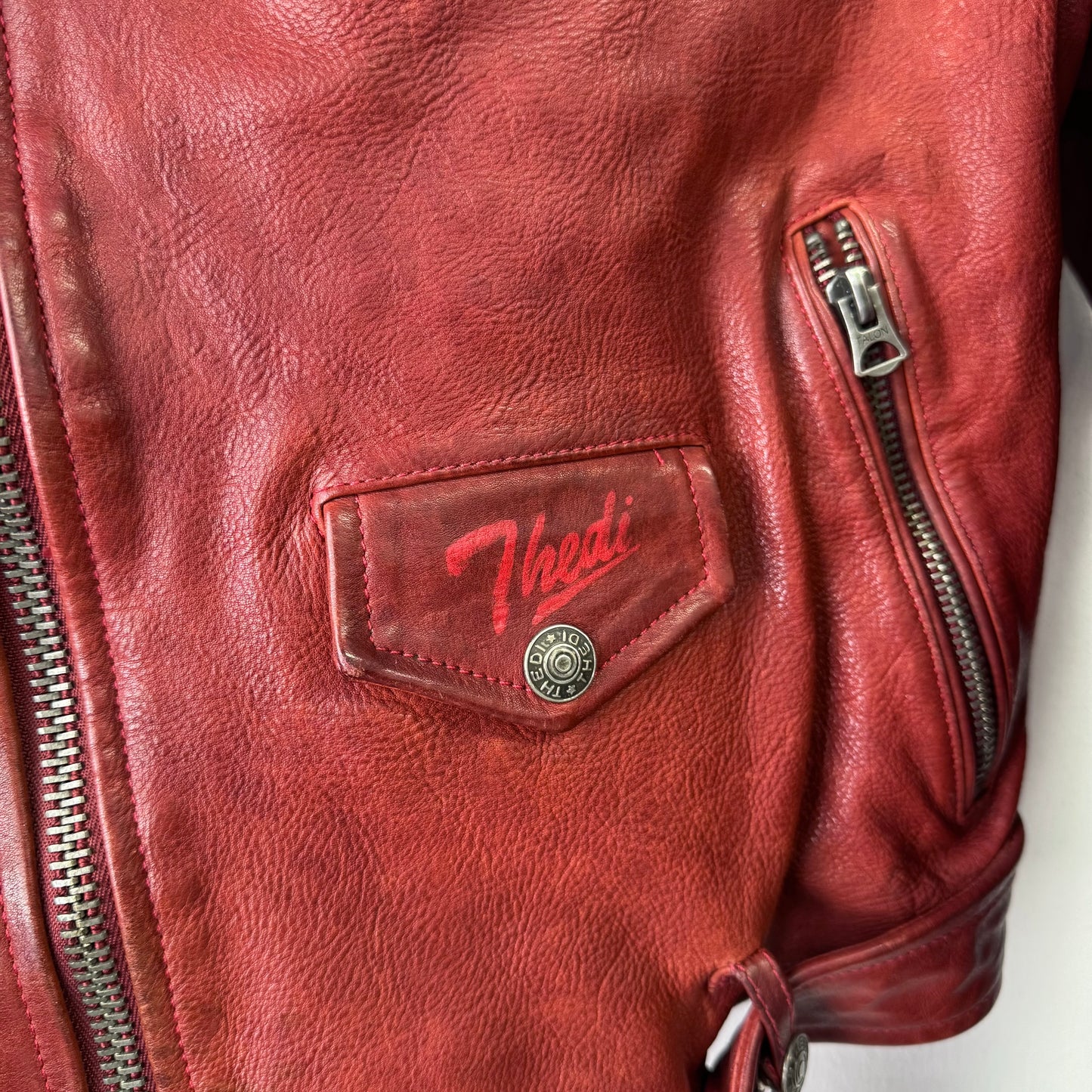 THEDI Leather Red Perfecto Jacket