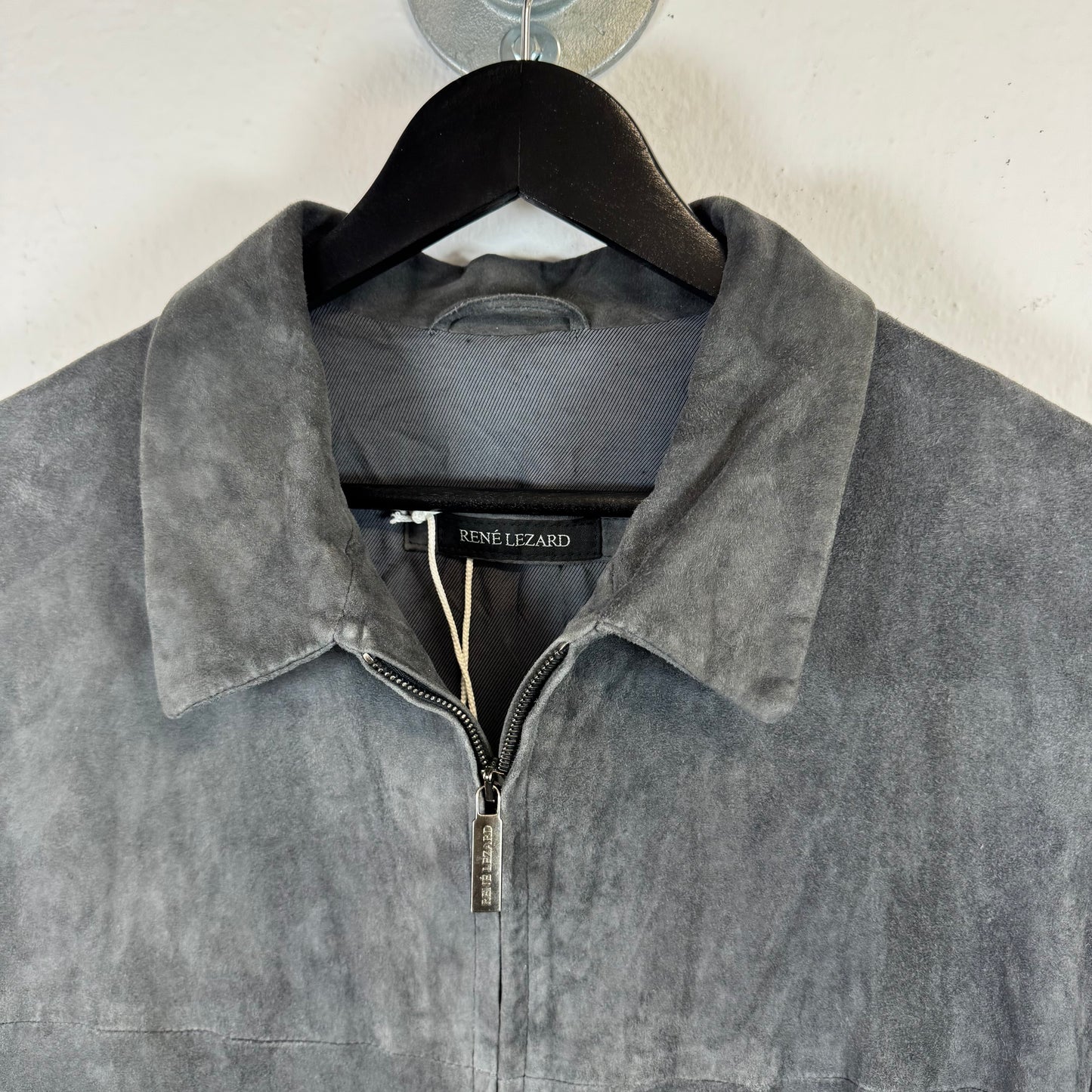 RENÉ LEZARD Suede Grey Leather Jacket