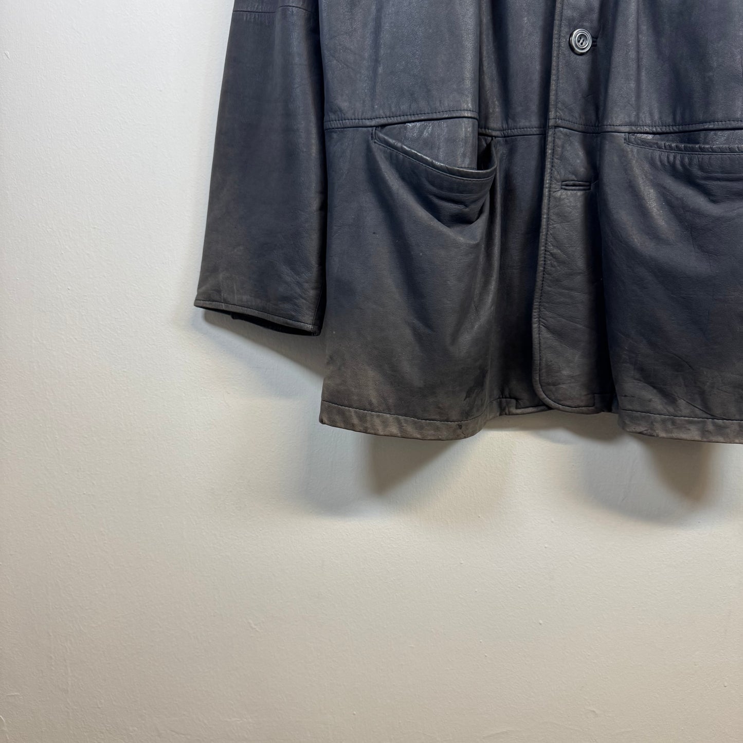 Vintage Faded Leather Blazer Jacket