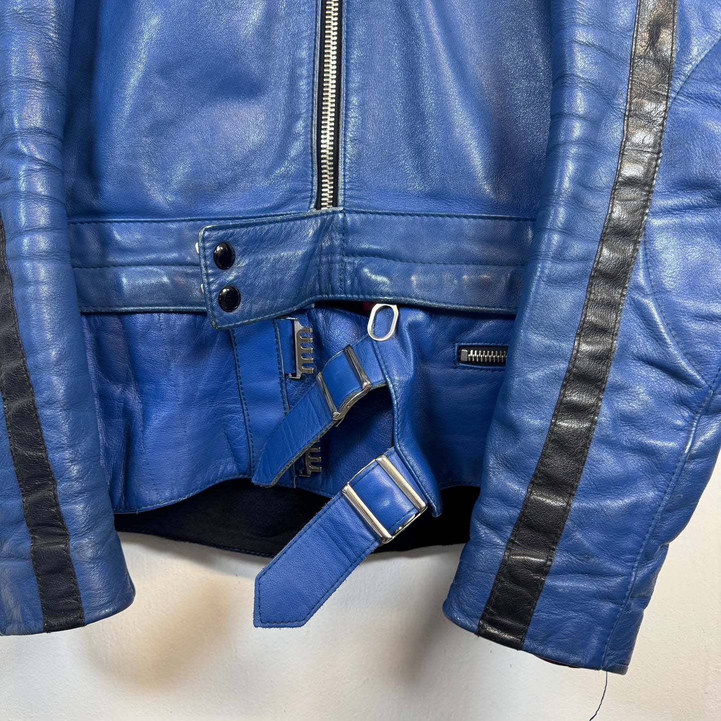 HARRO Blue Motorcycle/Racer Leather Jacket