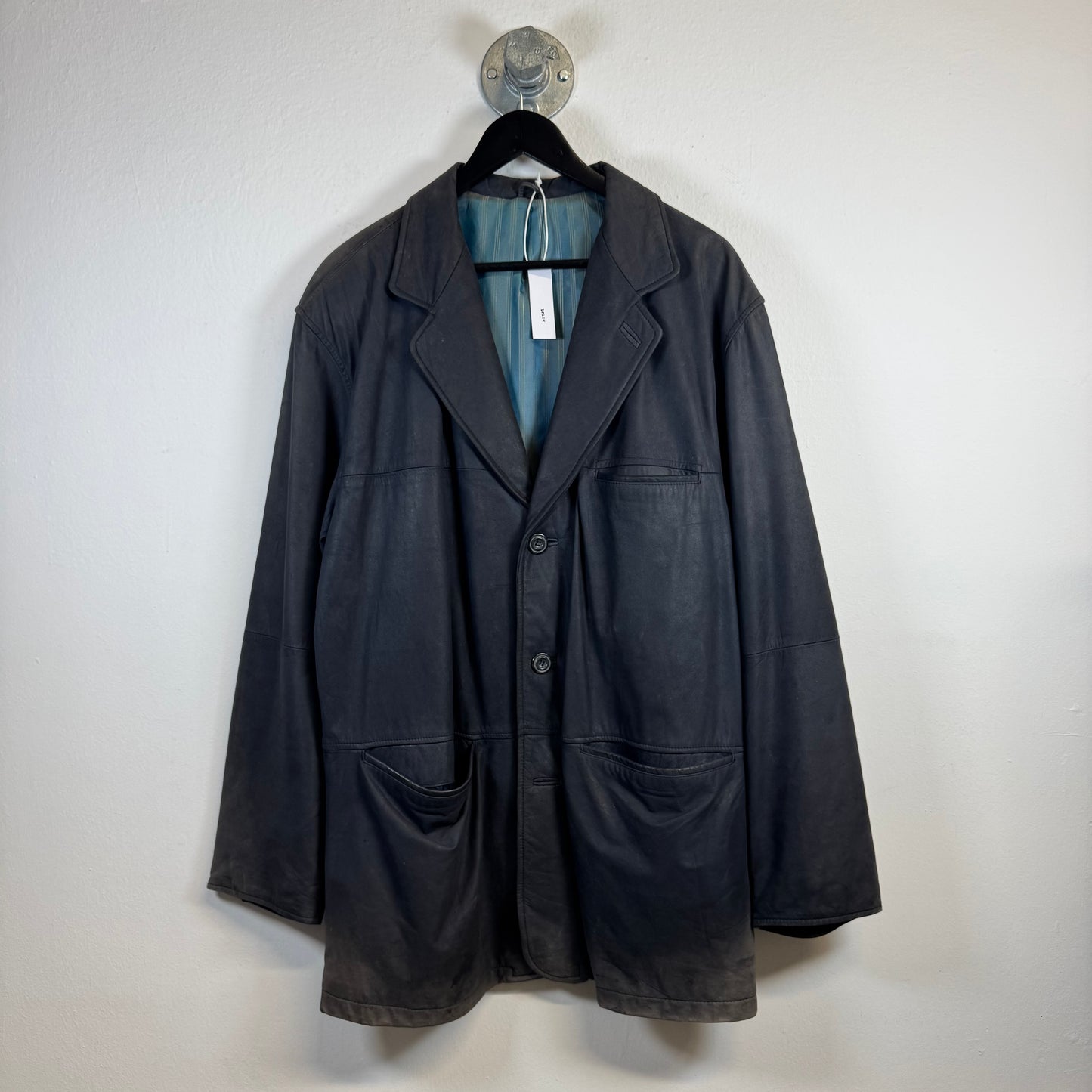 Vintage Faded Leather Blazer Jacket