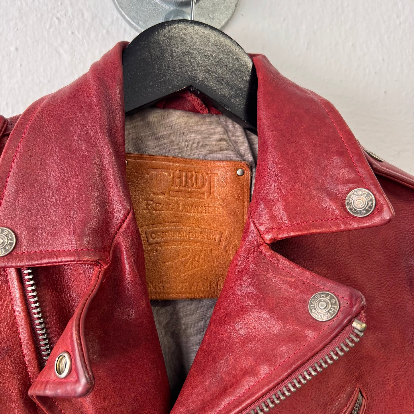 THEDI Leather Red Perfecto Jacket