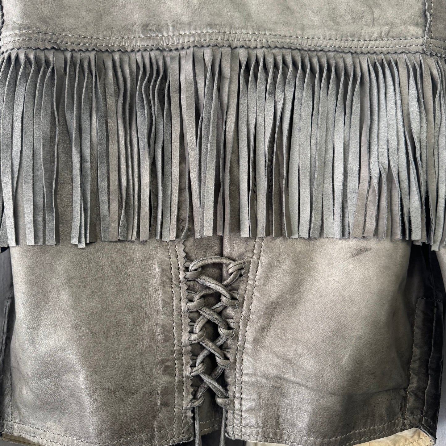 VINTAGE Leather Bikers Fringe Jacket