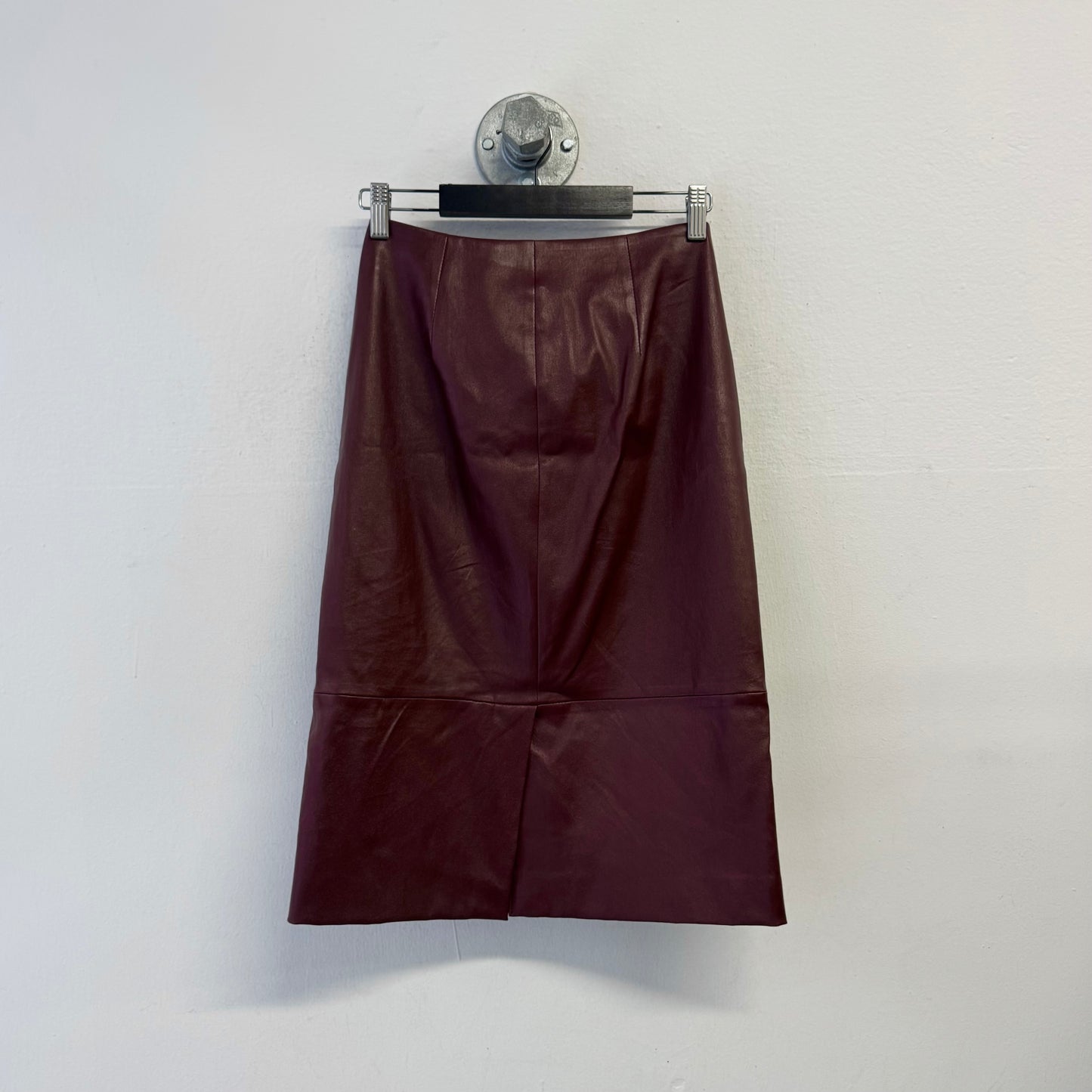 THE ROW Bartellette Burgundy Leather Skirt