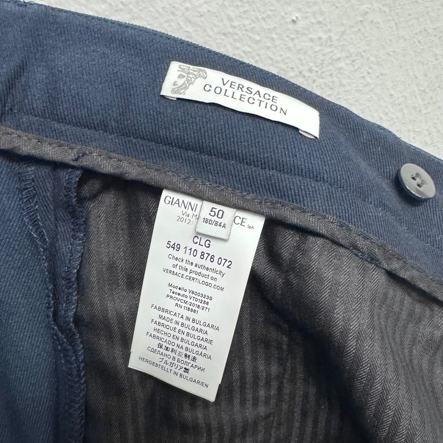 VERSACE Pleated Dark Blue Pants