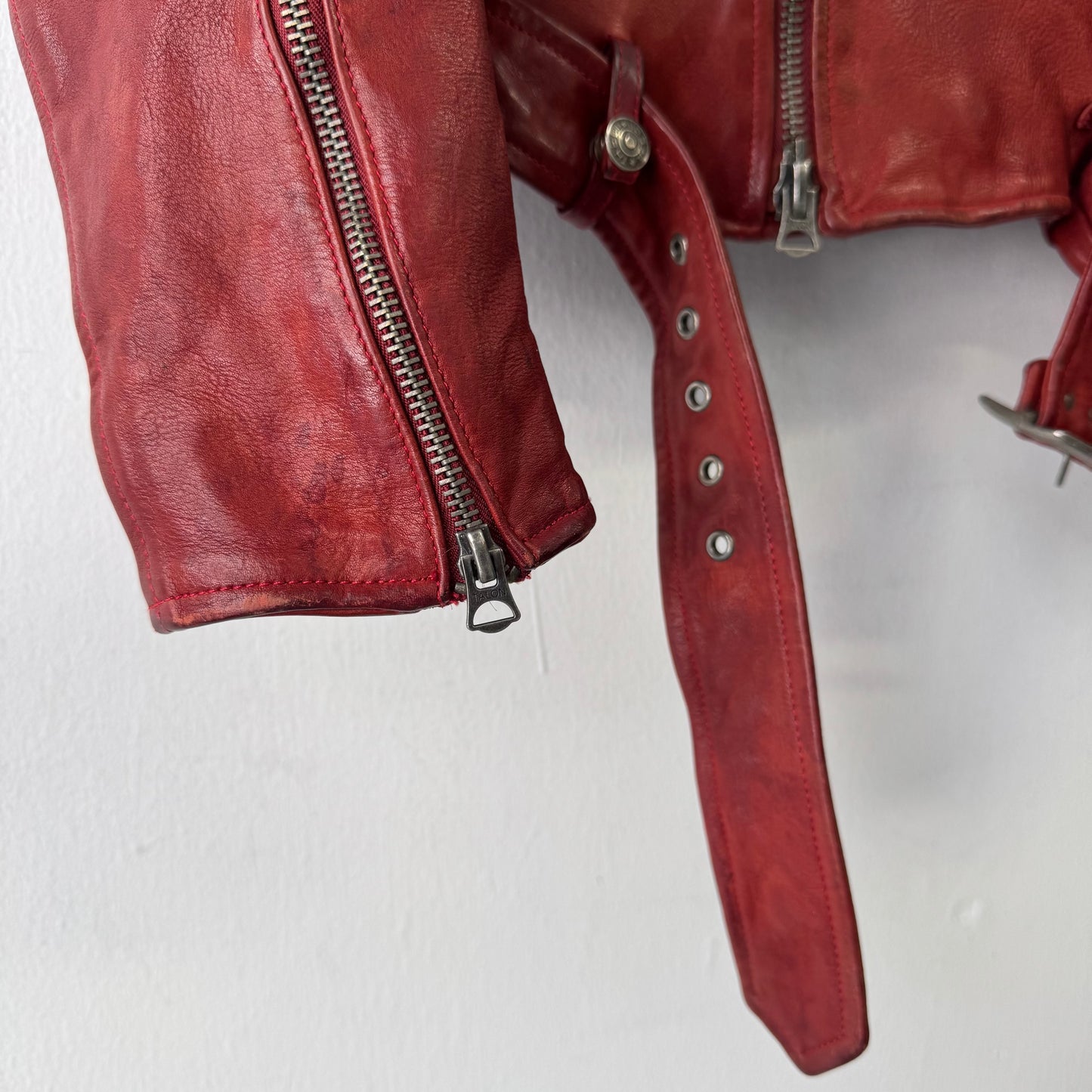 THEDI Leather Red Perfecto Jacket