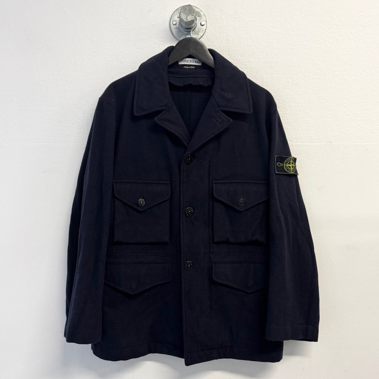 STONE ISLAND AW1997 Green Edge Badge 4-Pocket Safari Wool Coat