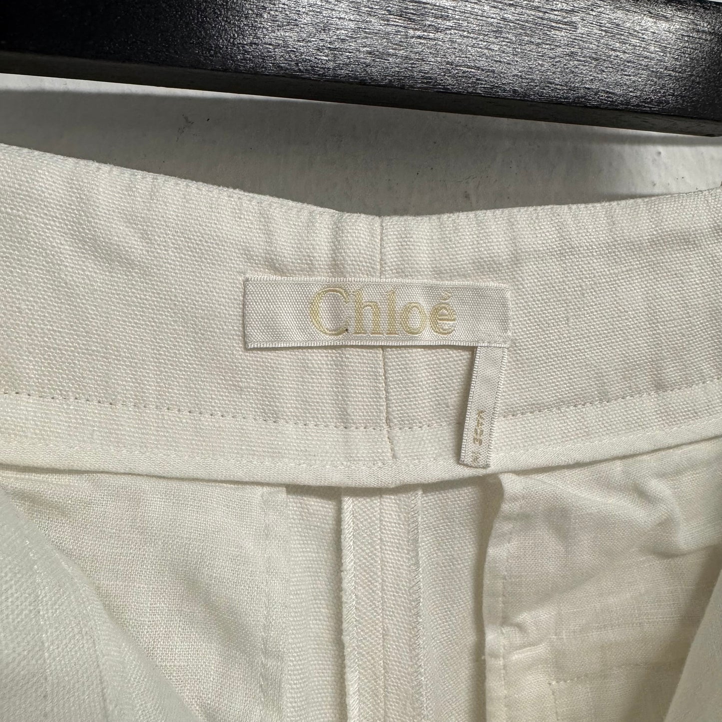 CHLOE Linen Wide Leg Trousers FR40 US8 UK12 L Ivory