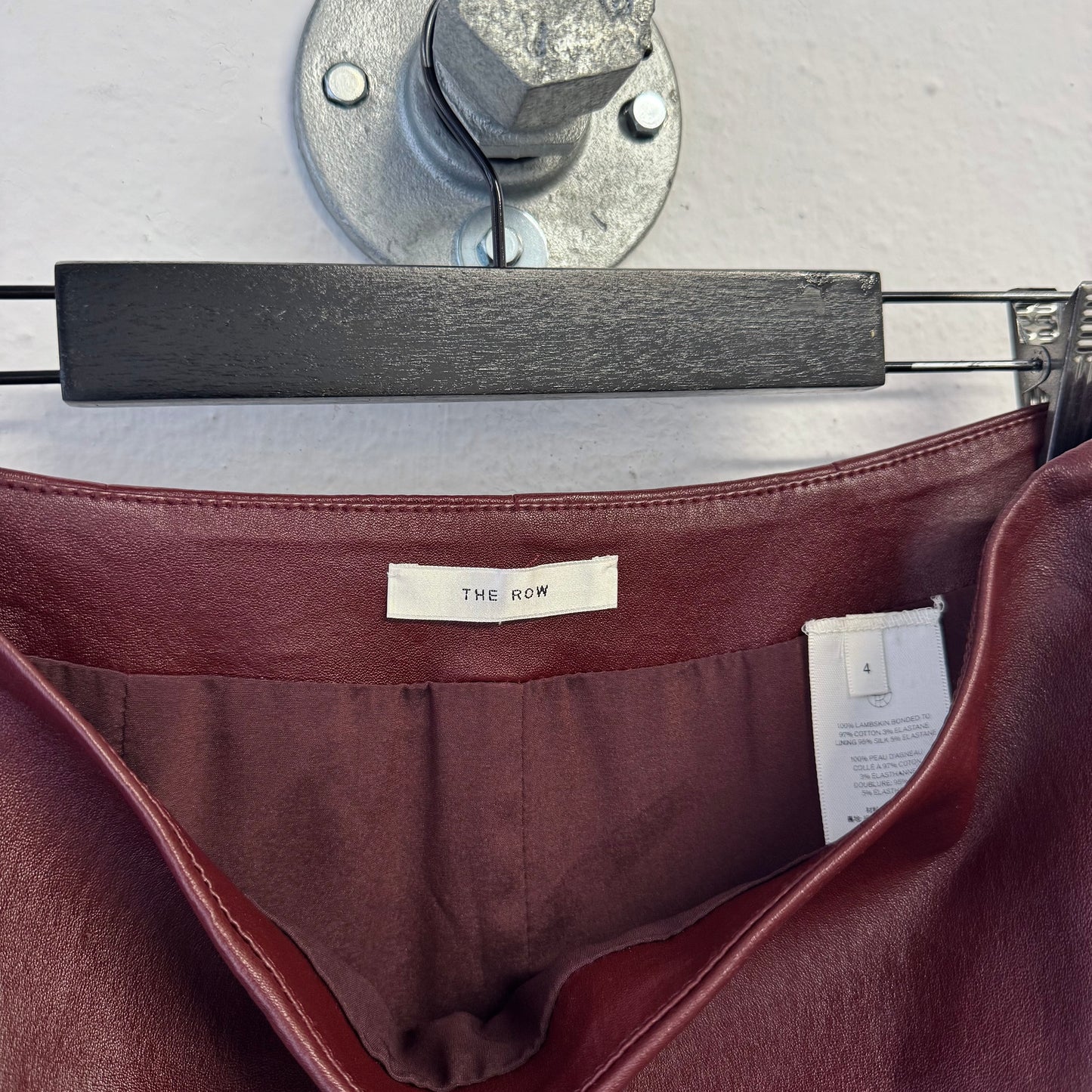 THE ROW Bartellette Burgundy Leather Skirt