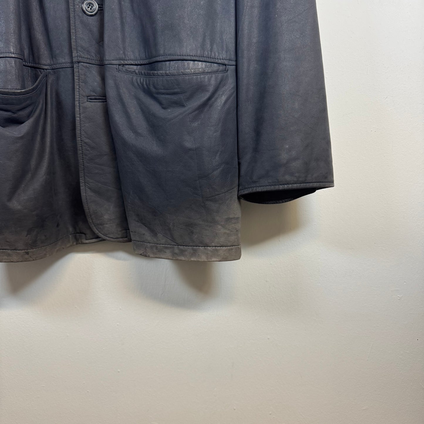 Vintage Faded Leather Blazer Jacket