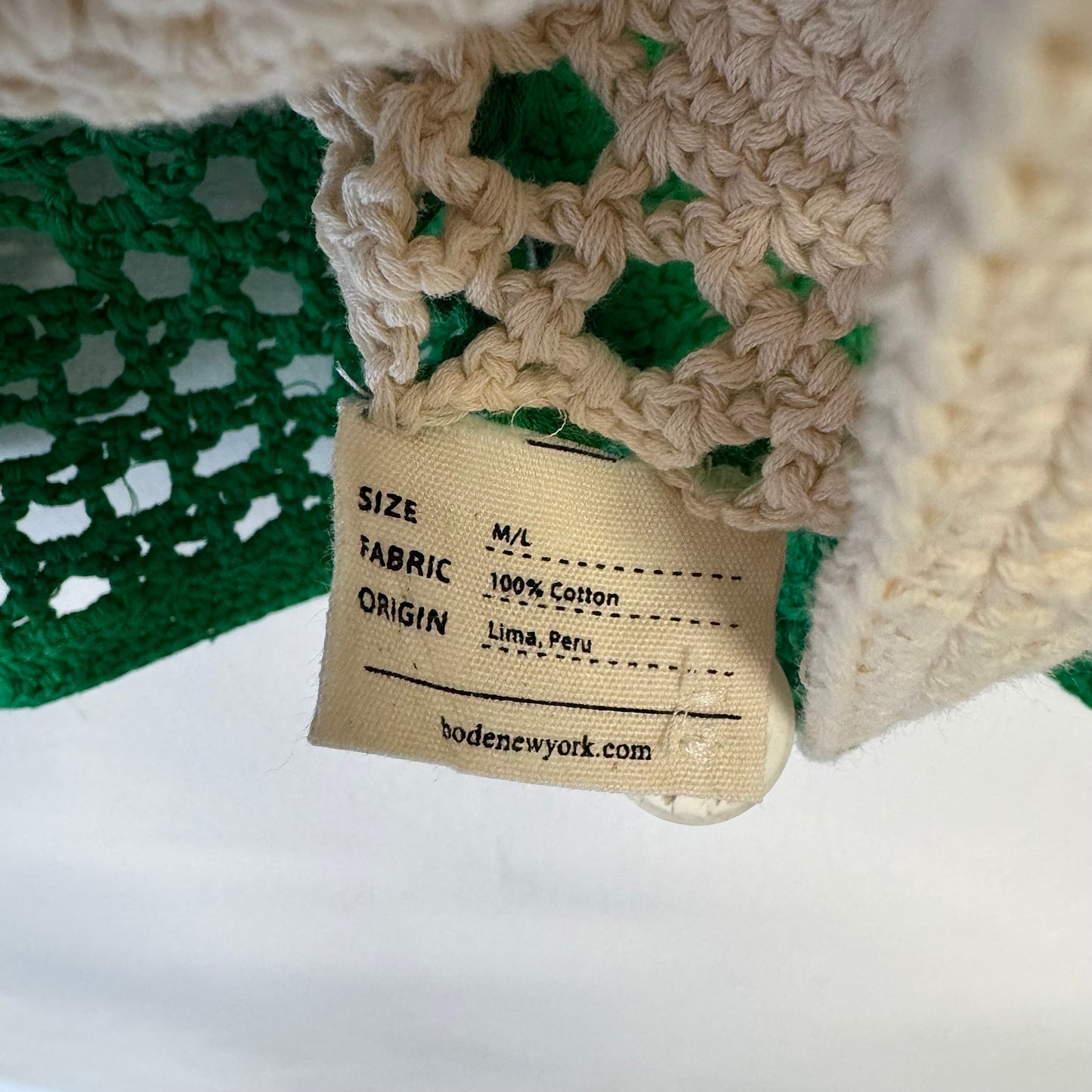 BODE Duotone Crochet Overshirt Green Cream M/L Knit Shirt