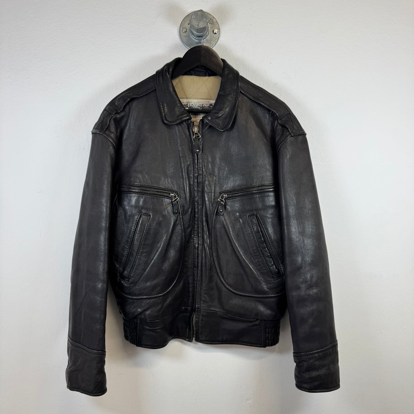 RIFLE Vintage Aviator Bomber Leather Jacket