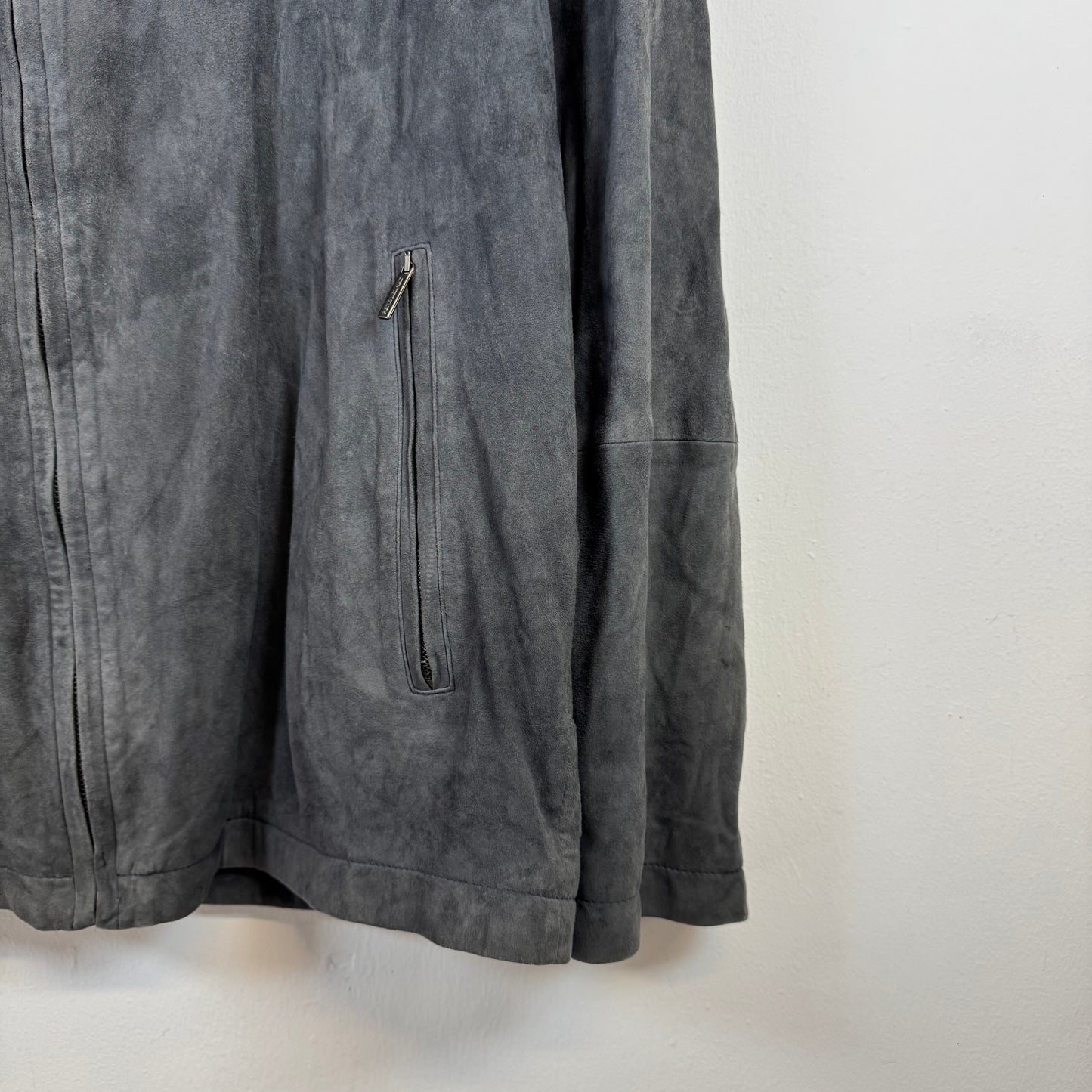 RENÉ LEZARD Suede Grey Leather Jacket