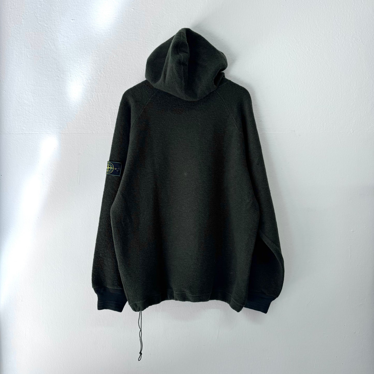 STONE ISLAND Vintage 90s Wool Hoodie / Green Edge Badge