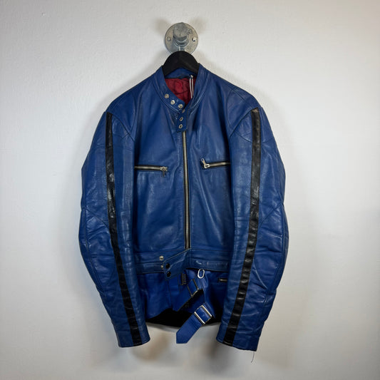 HARRO Blue Motorcycle/Racer Leather Jacket