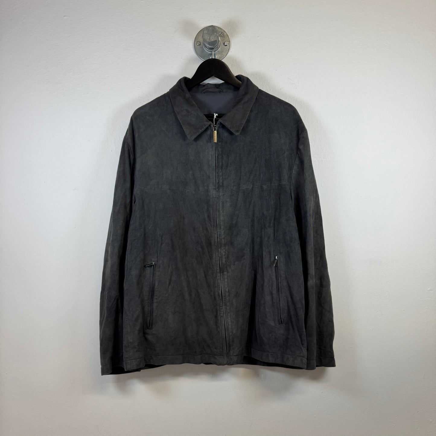RENÉ LEZARD Suede Grey Leather Jacket