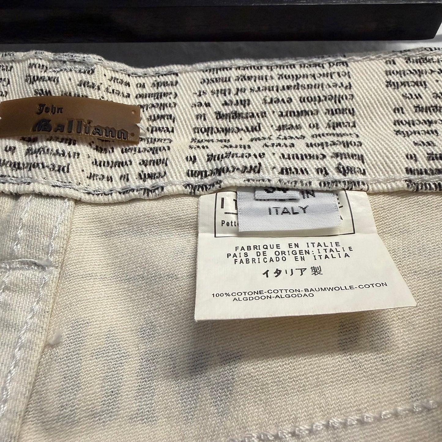 JOHN GALLIANO Vintage Newspaper Print Denim Pants