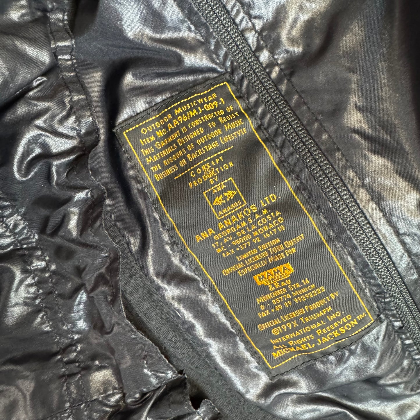 MICHAEL JACKSON Official Hooded Jacket World Tour