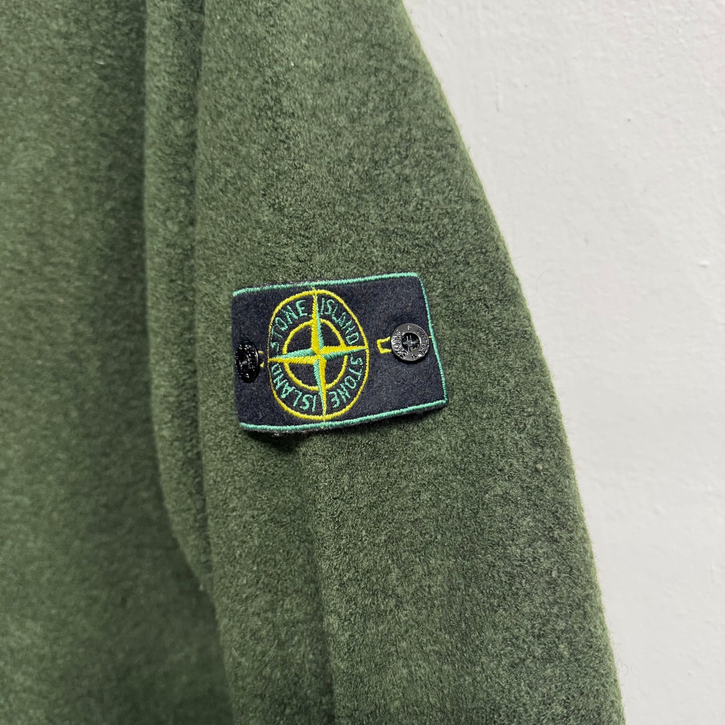 STONE ISLAND Vintage 90s Wool Hoodie / Green Edge Badge