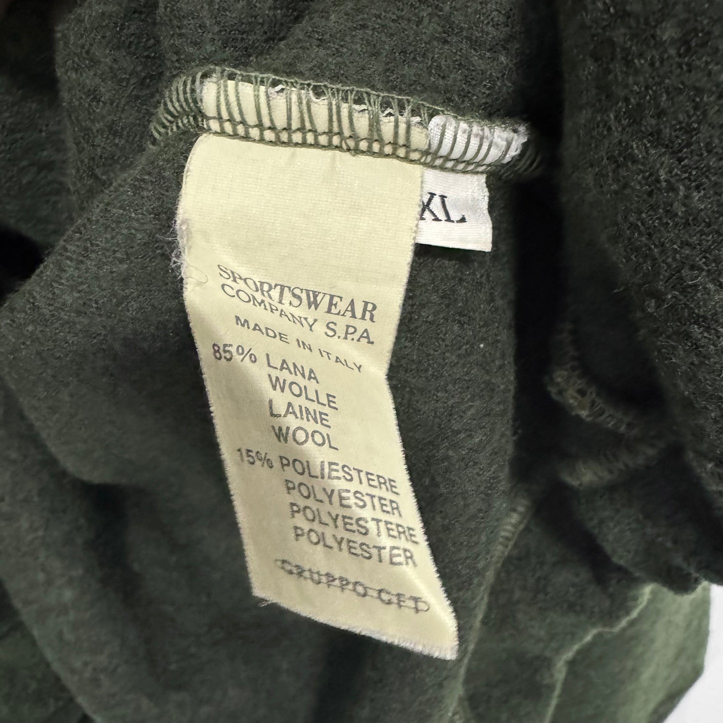 STONE ISLAND Vintage 90s Wool Hoodie / Green Edge Badge