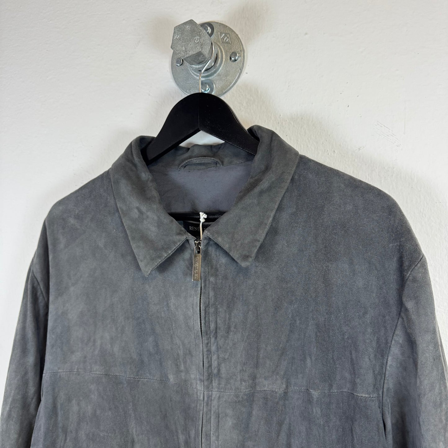 RENÉ LEZARD Suede Grey Leather Jacket
