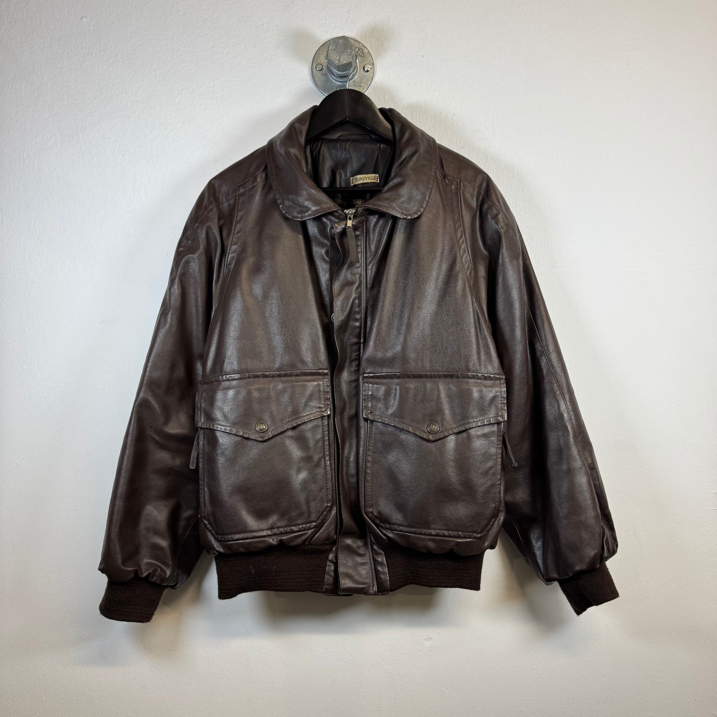 BONEVILLE 1987 Insulated A-2 Aviator Flight Leather Jacket