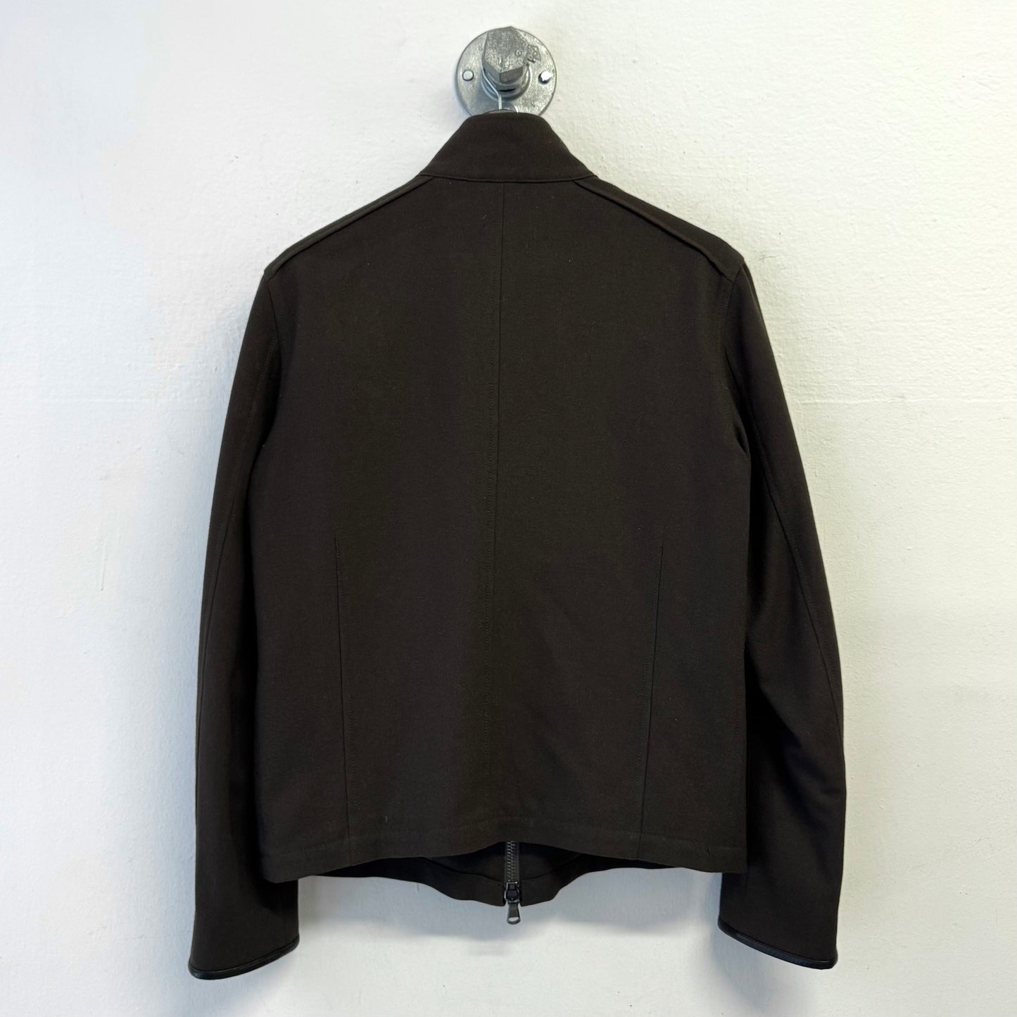 JOHN VARVATOS Luxe Leather Trim Double Zipper Wool Jacket