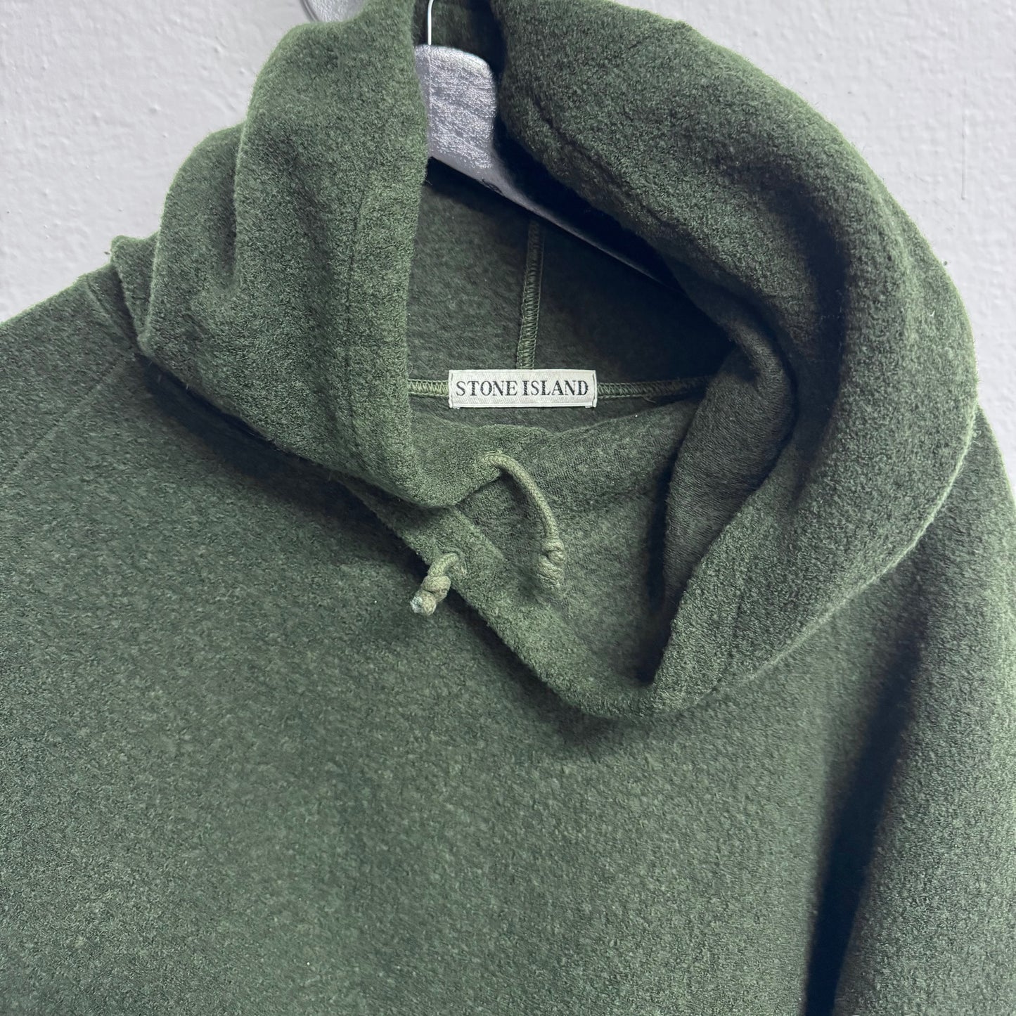 STONE ISLAND Vintage 90s Wool Hoodie / Green Edge Badge
