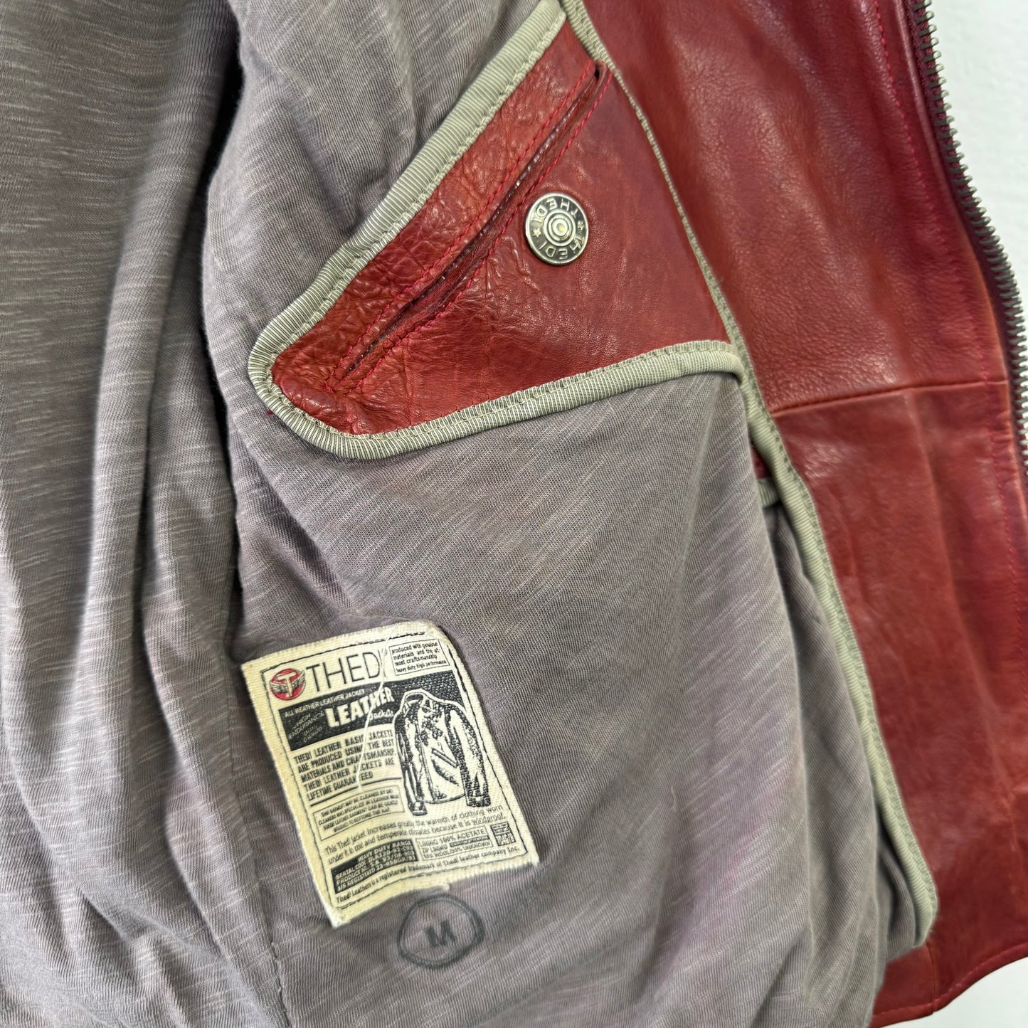 THEDI Leather Red Perfecto Jacket