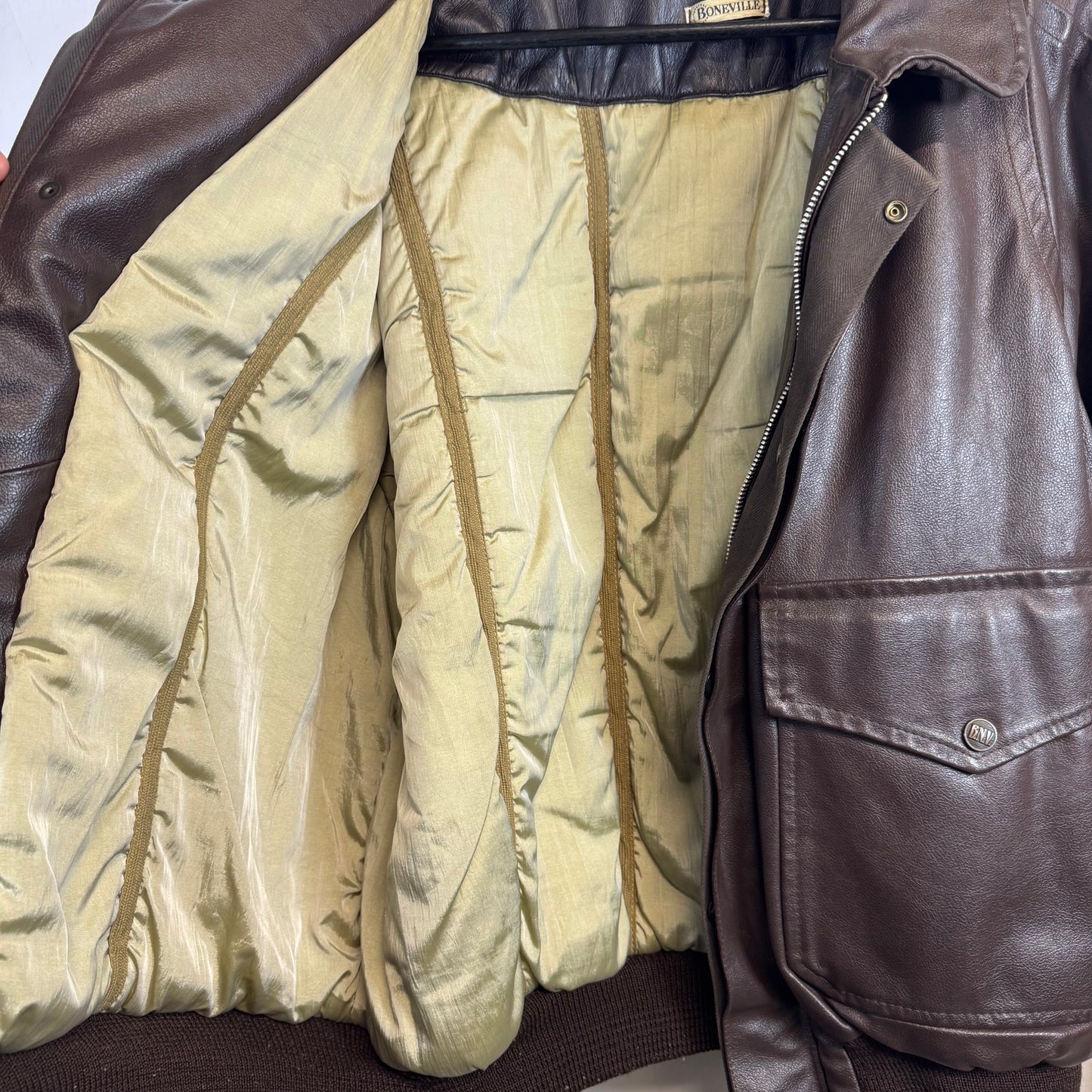 BONEVILLE 1987 Insulated A-2 Aviator Flight Leather Jacket