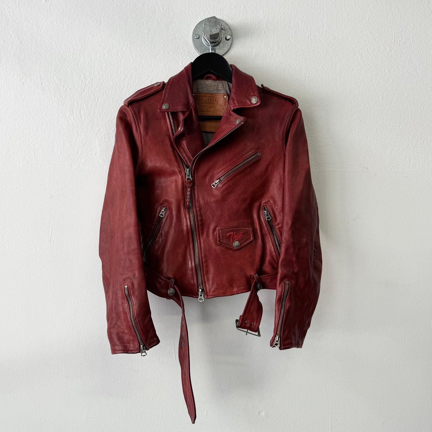 THEDI Leather Red Perfecto Jacket