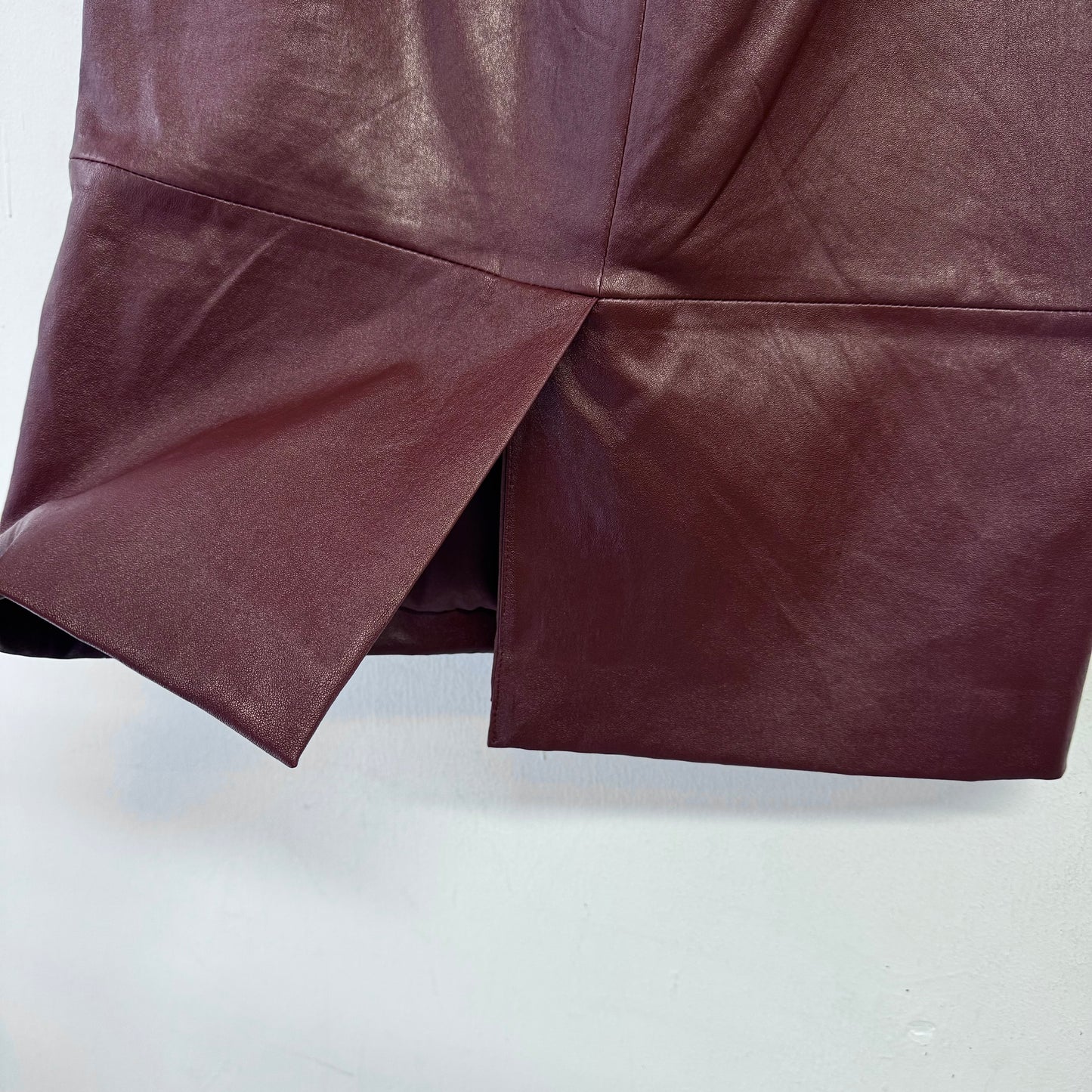 THE ROW Bartellette Burgundy Leather Skirt