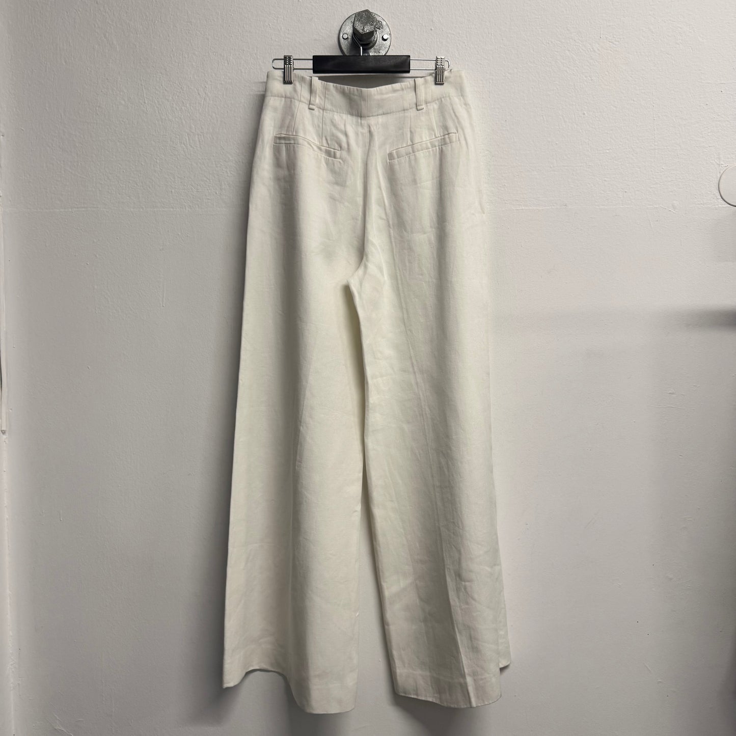 CHLOE Linen Wide Leg Trousers FR40 US8 UK12 L Ivory