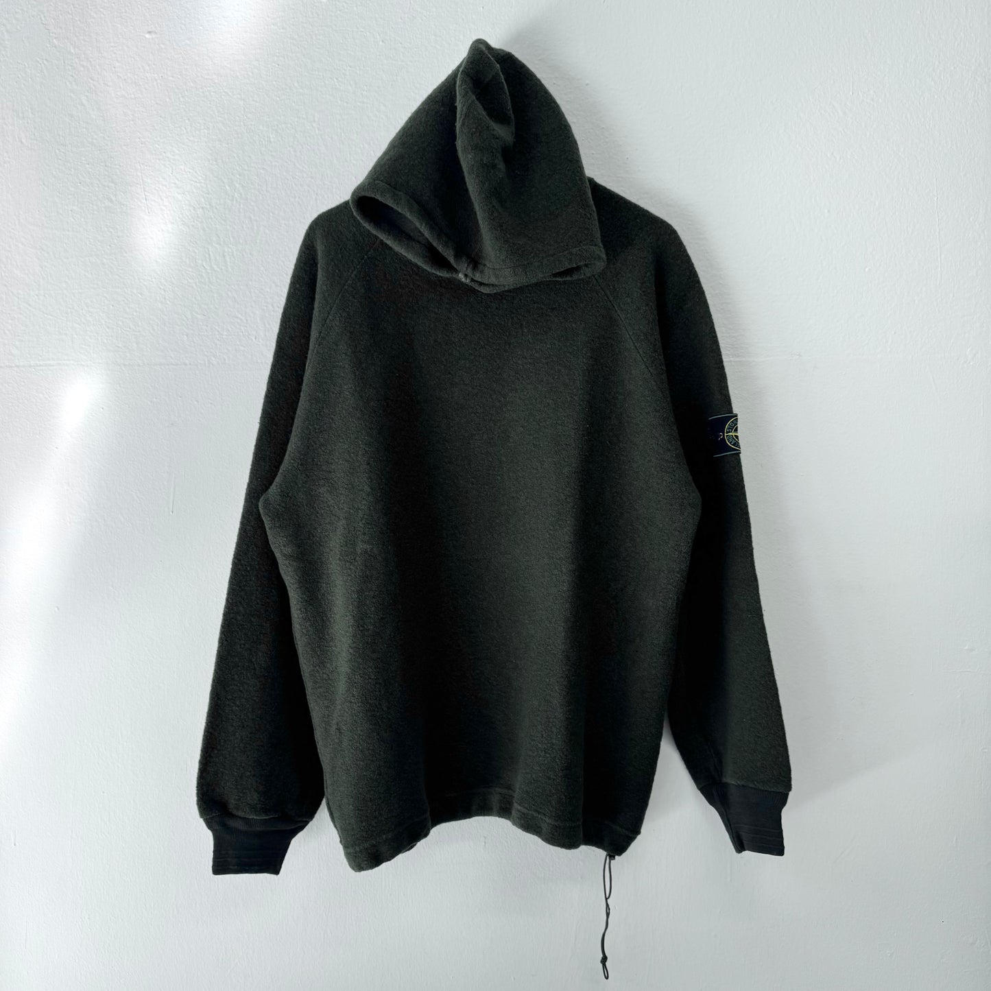 STONE ISLAND Vintage 90s Wool Hoodie / Green Edge Badge