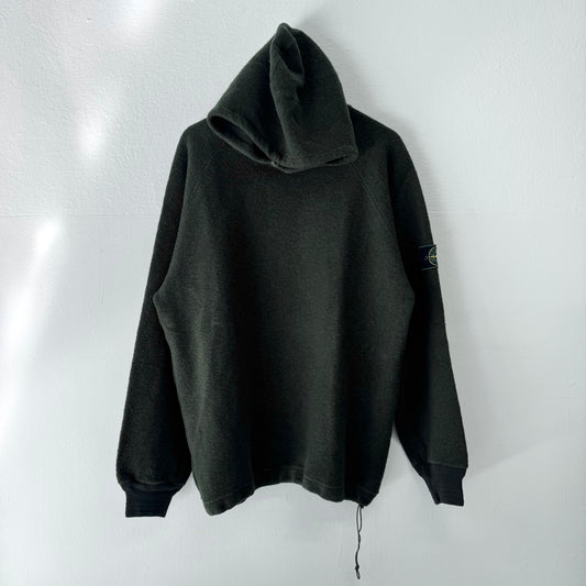 STONE ISLAND Vintage 90s Wool Hoodie / Green Edge Badge