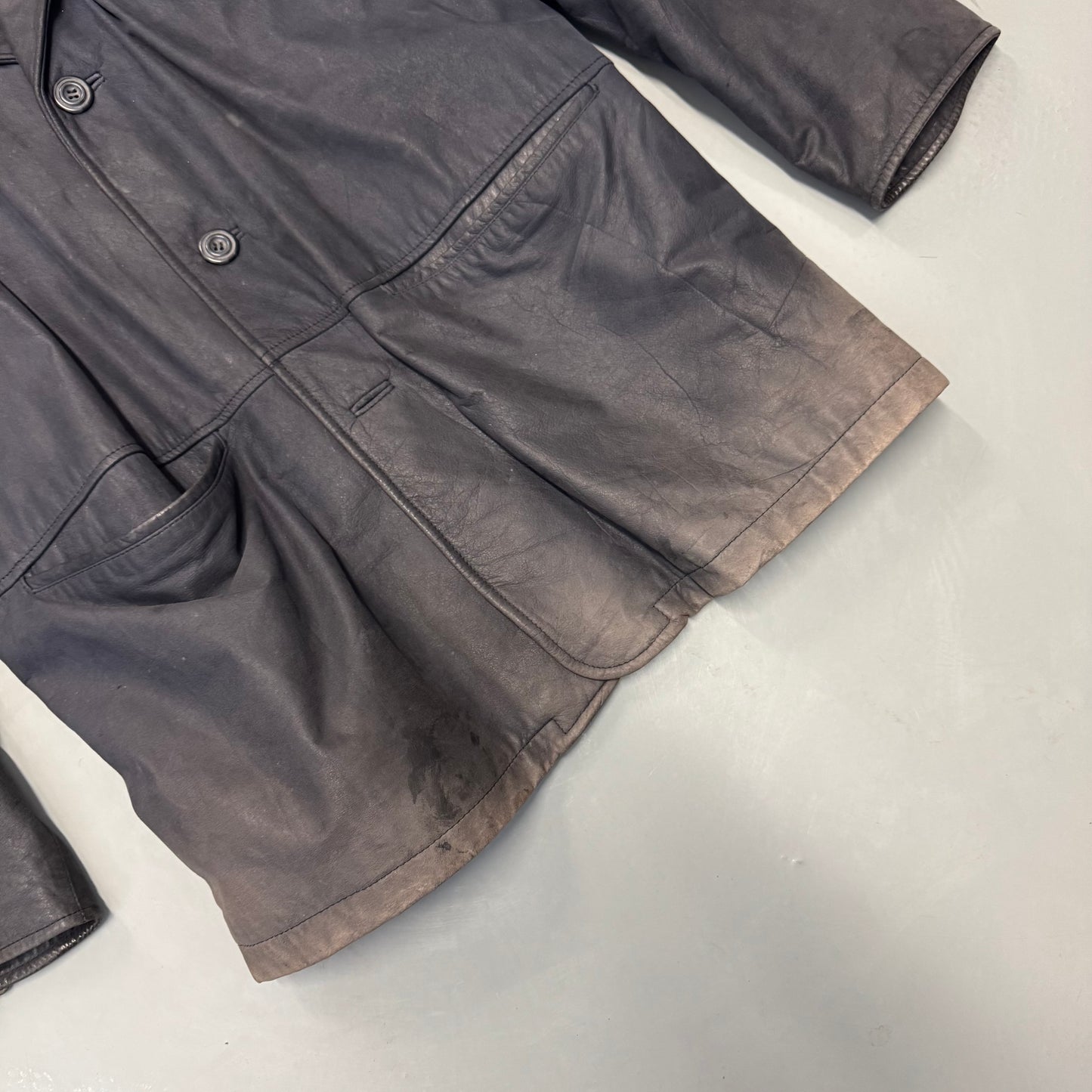 Vintage Faded Leather Blazer Jacket