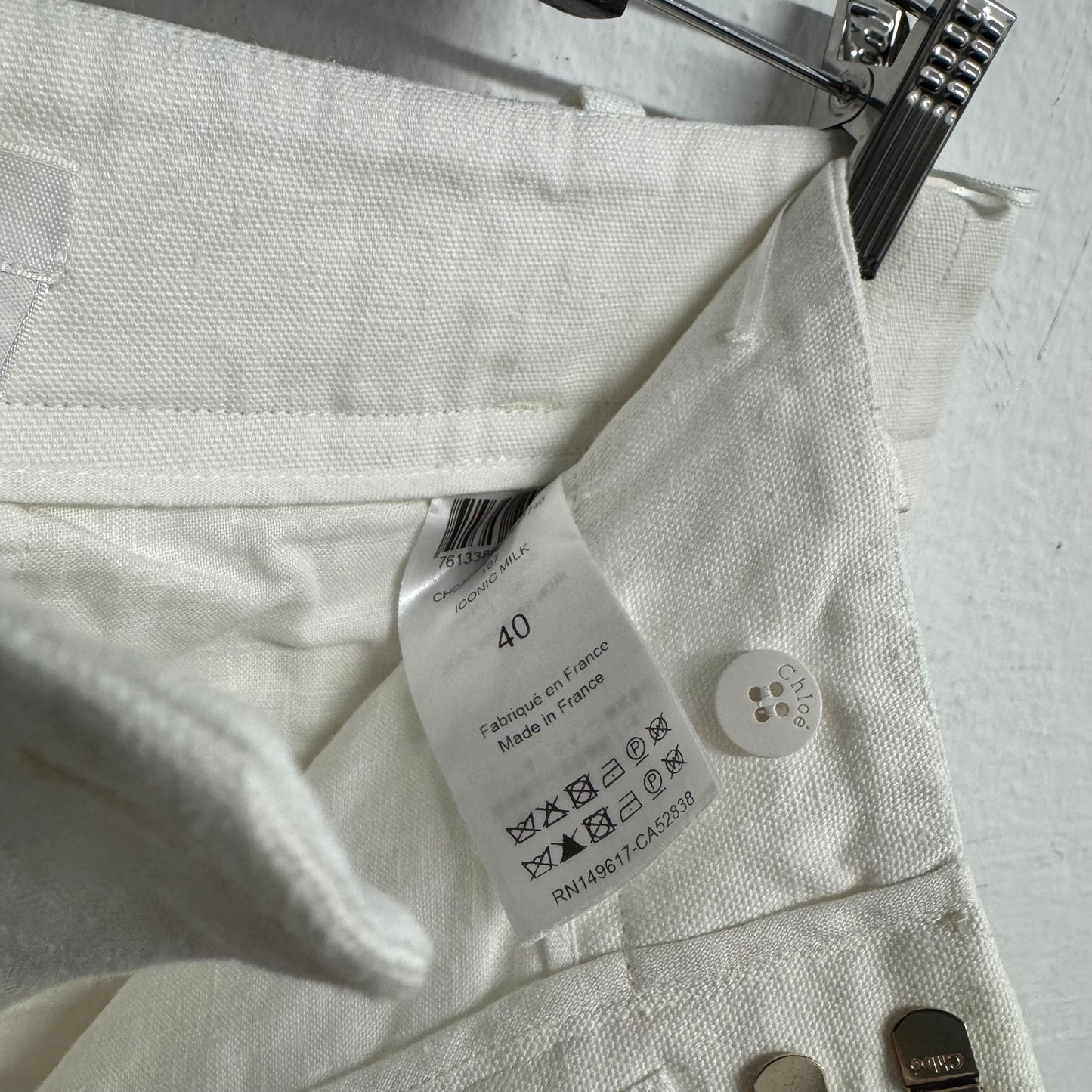 CHLOE Linen Wide Leg Trousers FR40 US8 UK12 L Ivory