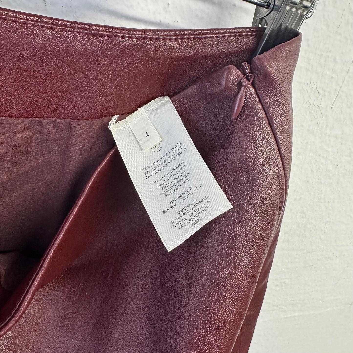 THE ROW Bartellette Burgundy Leather Skirt