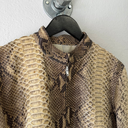VINTAGE Real Bookmatched Full Python Snake Leather Jacket