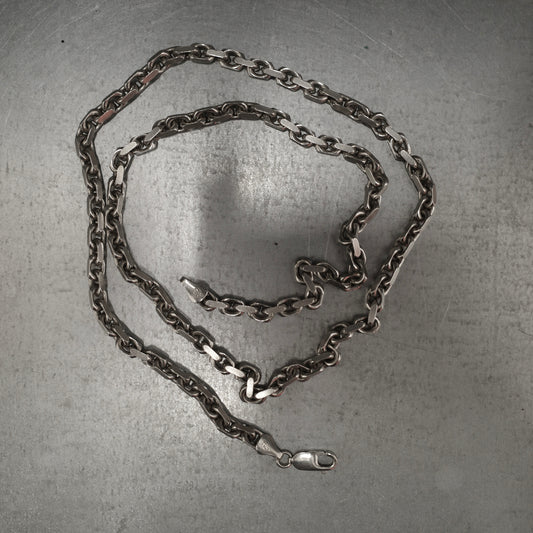 VINTAGE Flat-Ground Anchor Chain Necklace 925 Sterling Silver