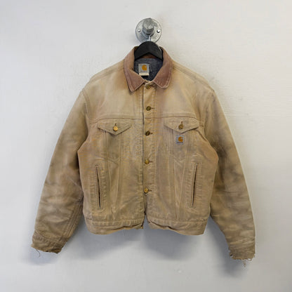 CARHARTT J09 BRN Vintage Distressed Thrashed Holes/Paint Jacket