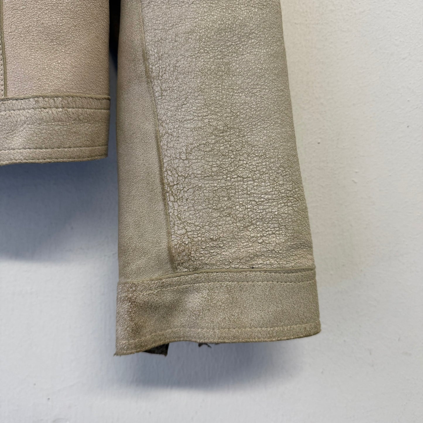 HARLEY DAVIDSON Clasp Button Suede Leather Cream Jacket