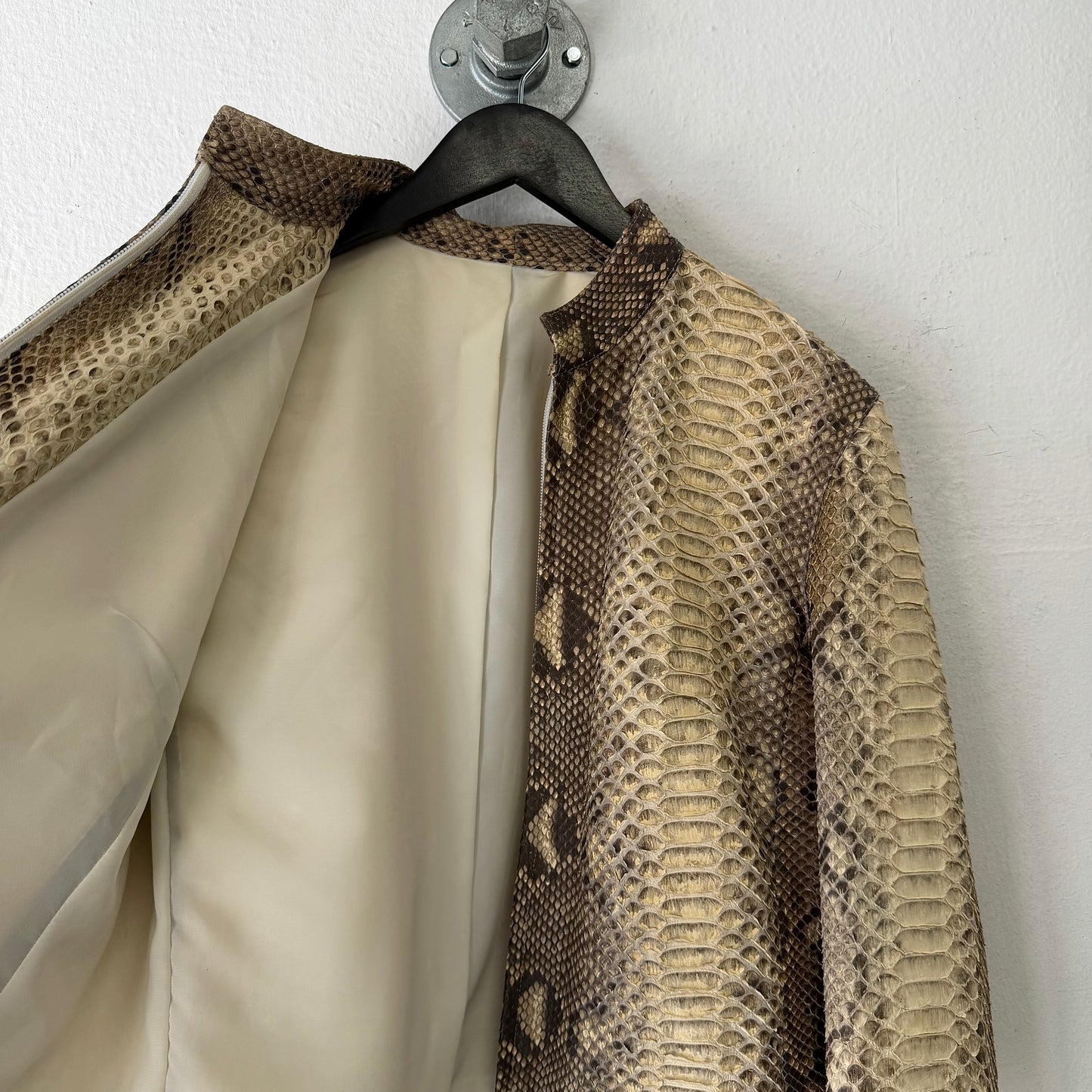 VINTAGE Real Bookmatched Full Python Snake Leather Jacket