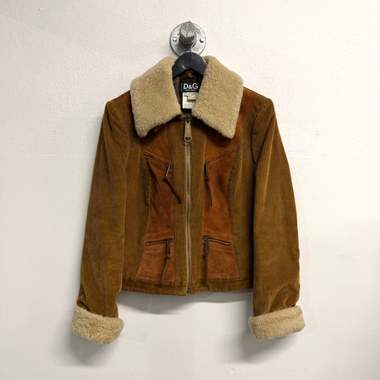 DOLCE & GABBANA Camel Suede Biker Jacket
