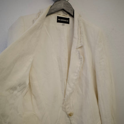 ANN DEMEULEMEESTER Single Button Cotton Linen Blazer