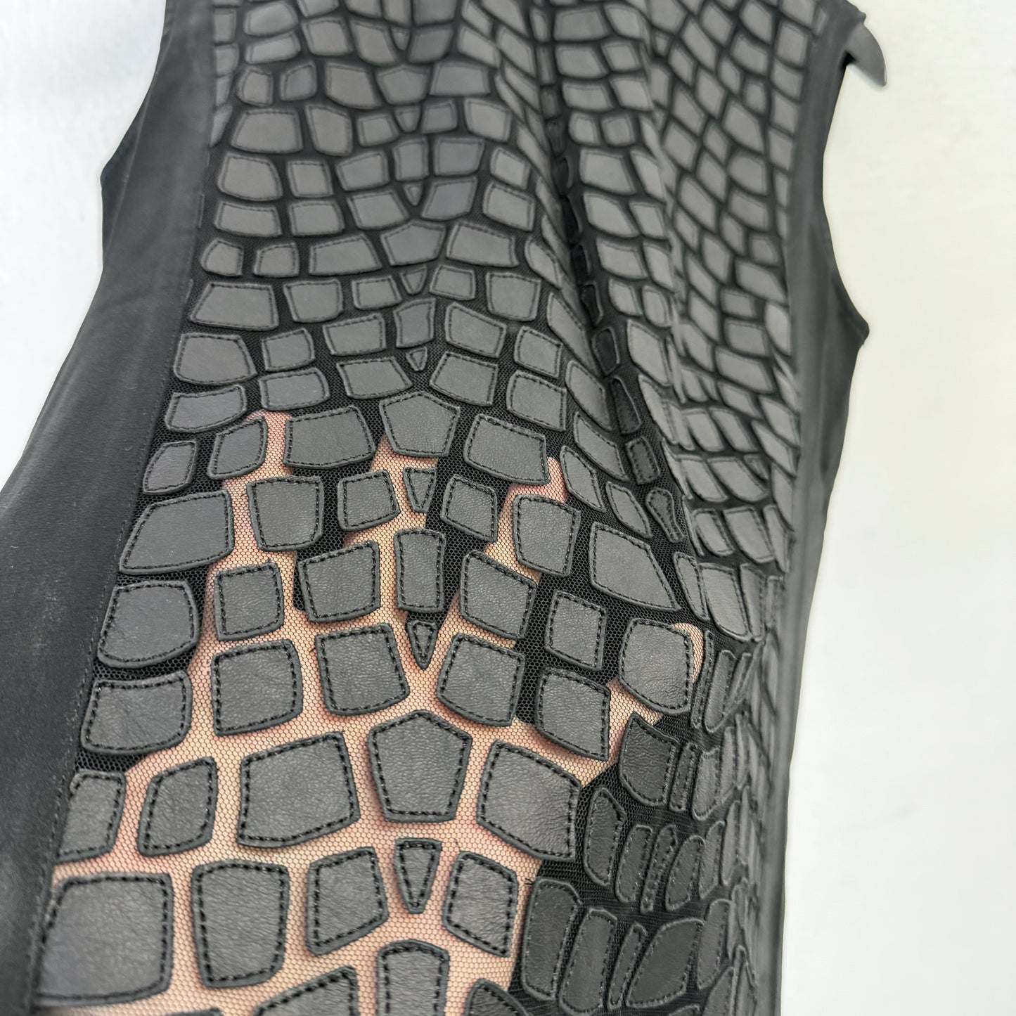 HELMUT LANG 2014 Lamb Leather Cutout Mesh Tank Top