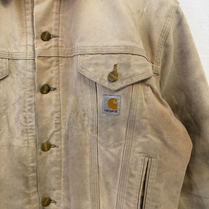 CARHARTT J09 BRN Vintage Distressed Thrashed Holes/Paint Jacket