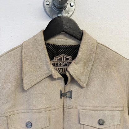 HARLEY DAVIDSON Clasp Button Suede Leather Cream Jacket