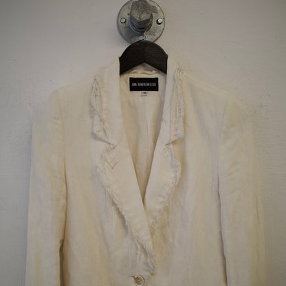 ANN DEMEULEMEESTER Single Button Cotton Linen Blazer